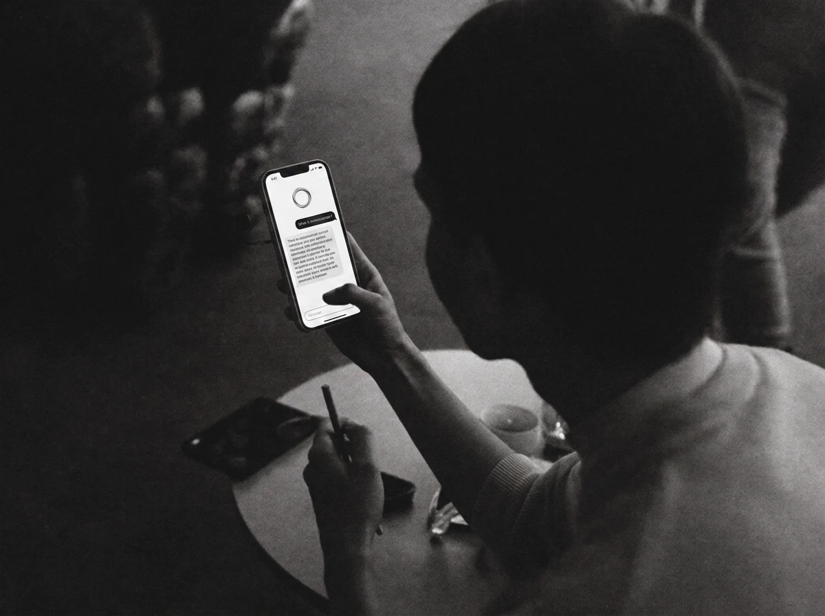 A person reading an AI assistant's answer on their phone