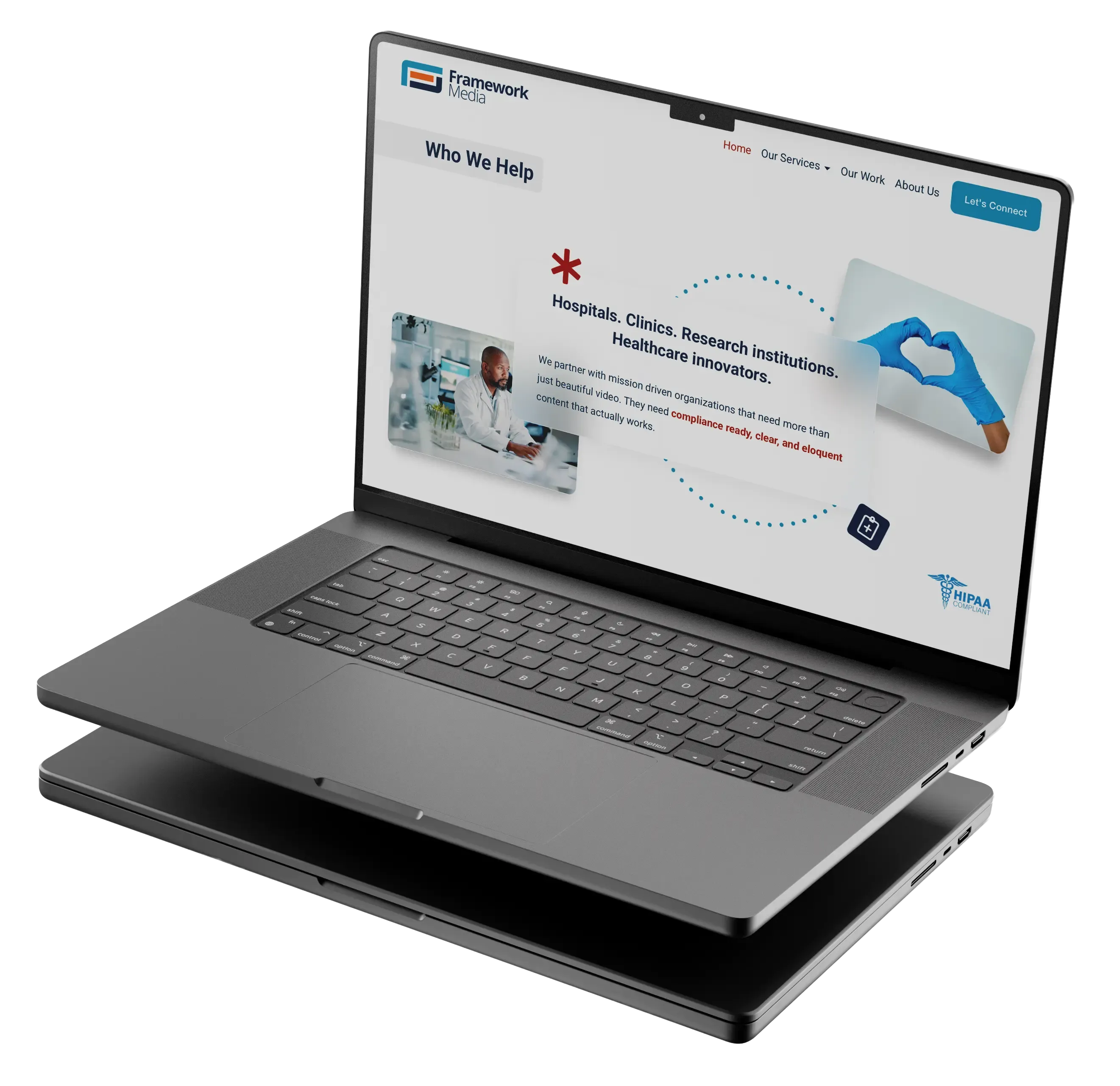 Framework Media site on a laptop