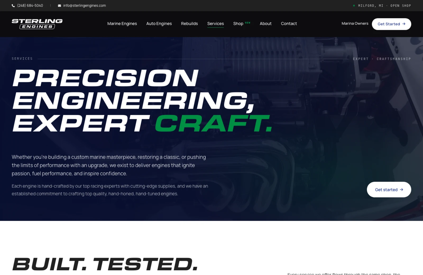 Sterling Engines services page