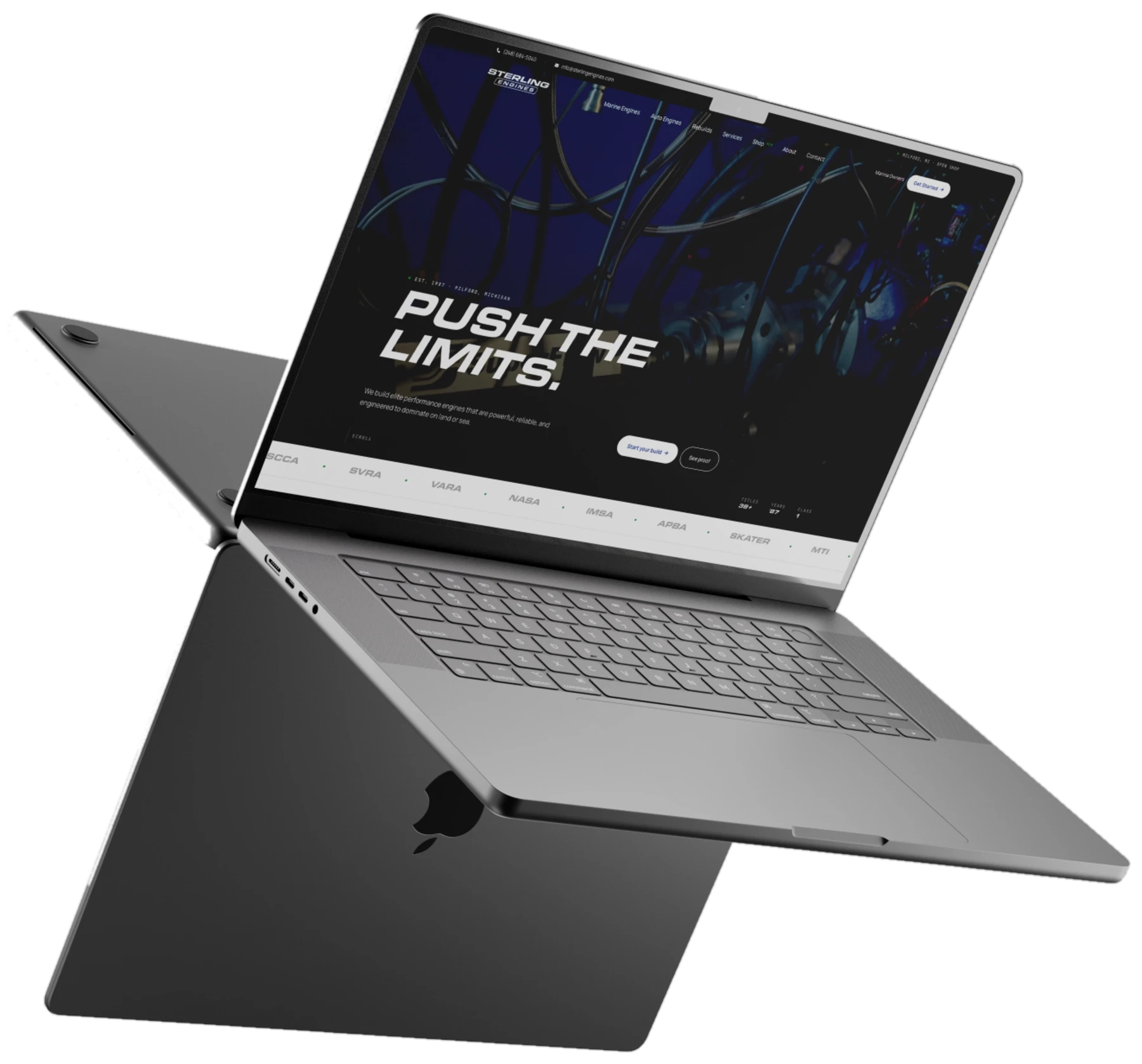 Sterling Engines site on a laptop