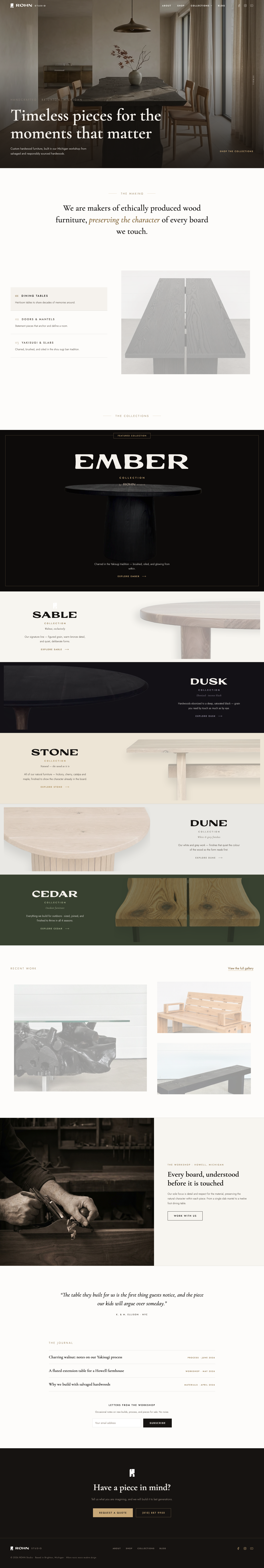 ROHN Studio website home page designed and built by Leveret Drive