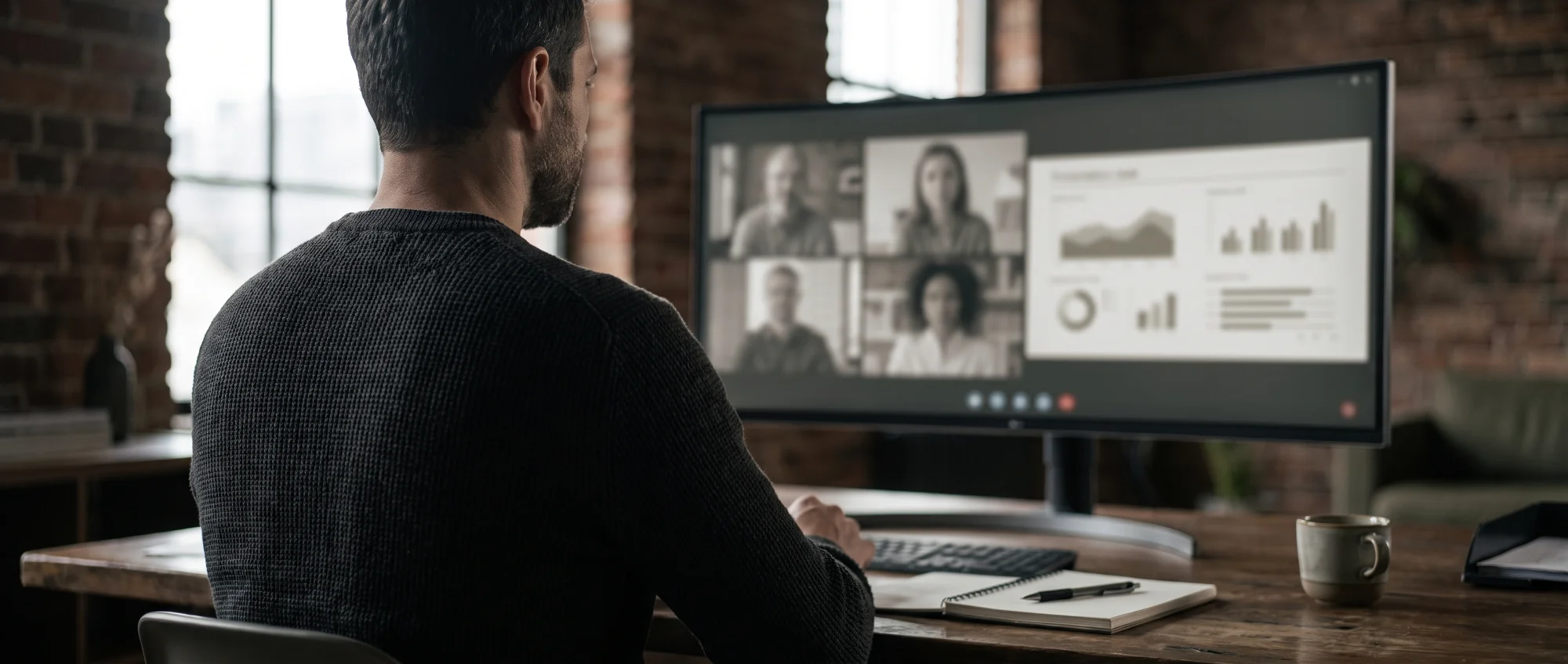 A Leveret Drive strategist running a marketing consultation over a video call