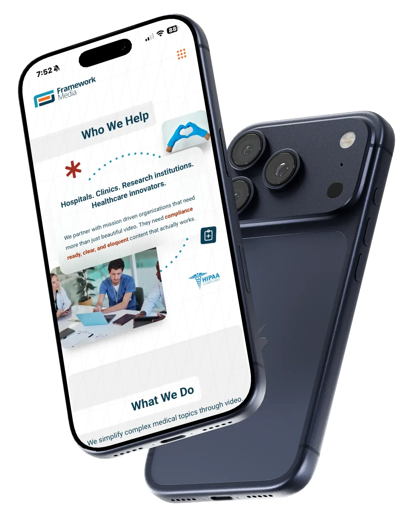 Mobile website mockup, built for AI search and conversion