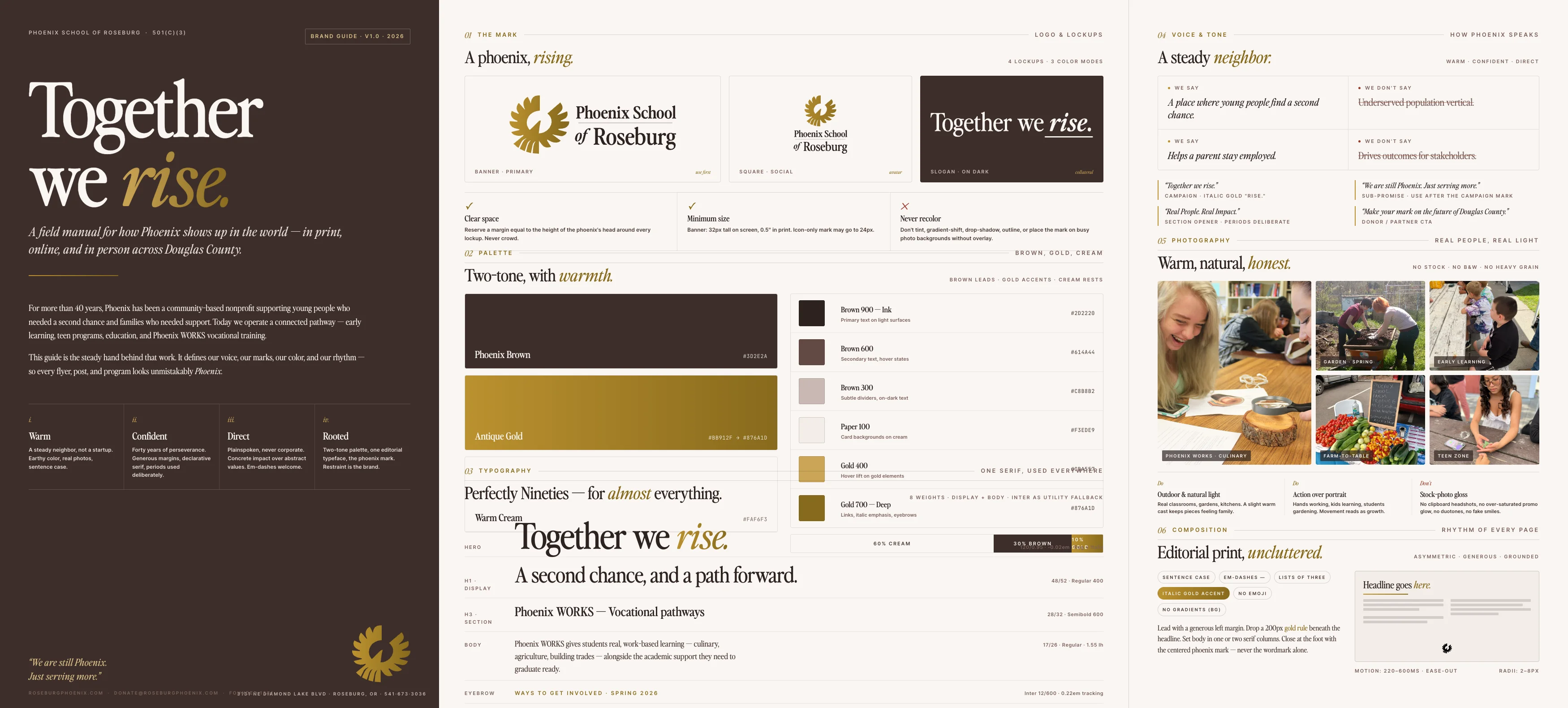 Brand guidelines spread designed by Leveret Drive