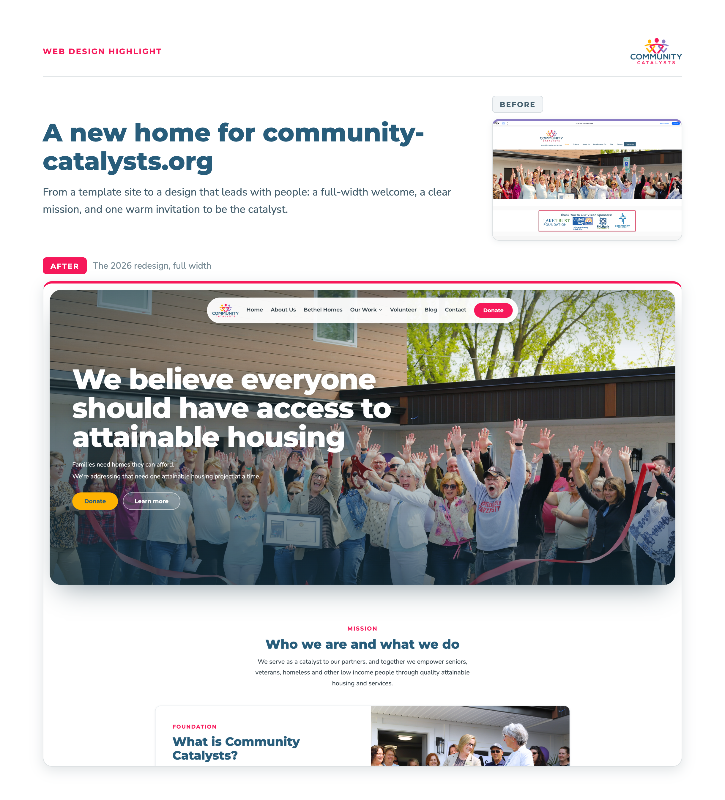 Community Catalysts website redesign highlight