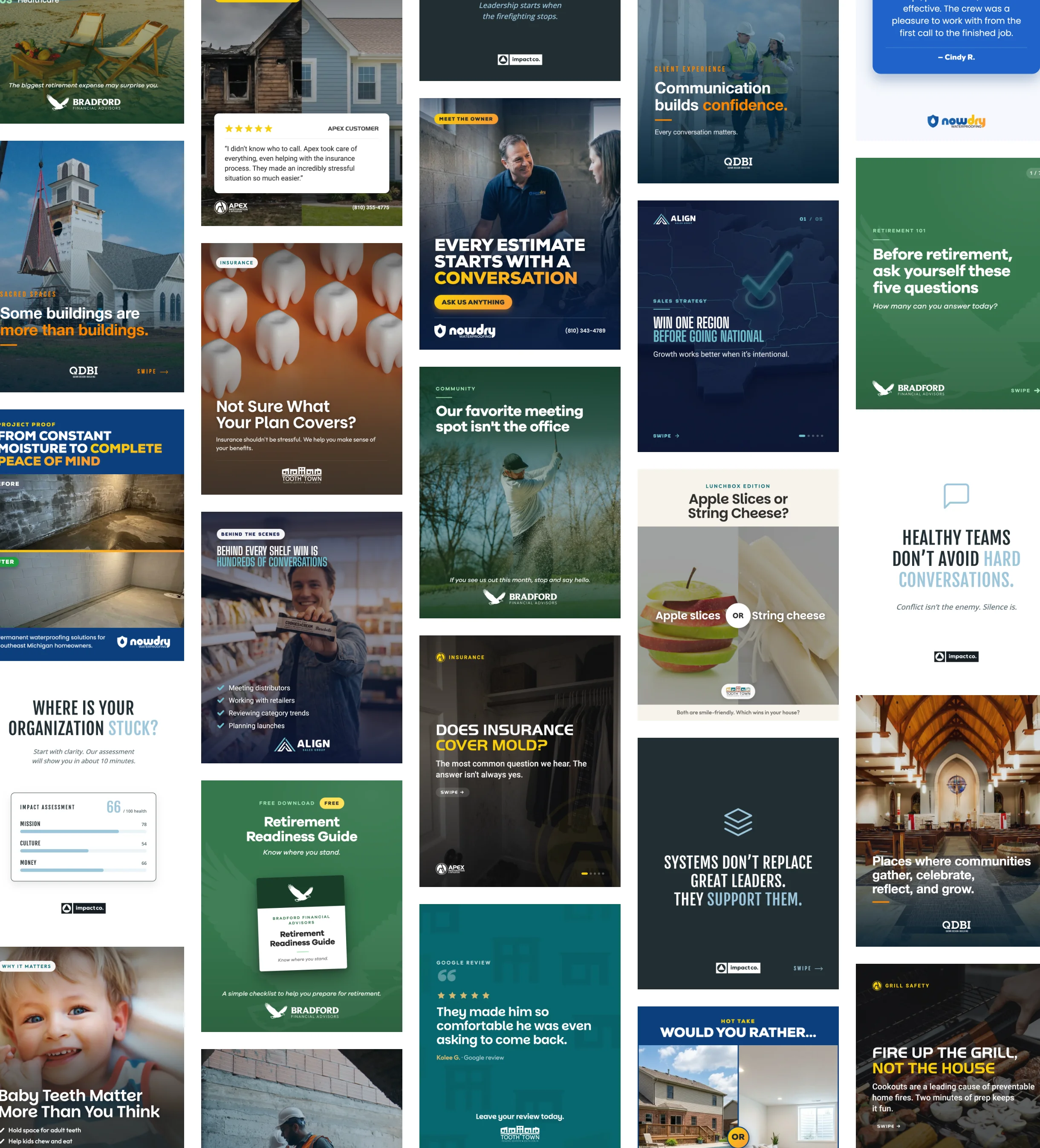 Selected social media posts across seven brands